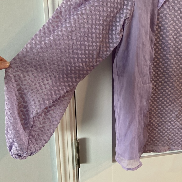 Banana Republic Purple Puff Sleeve Blouse XL - Picture 2 of 4